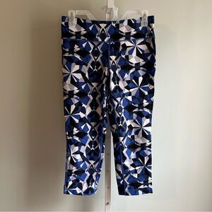 DKNY Sport Black Blue White Pattern Crop Athletic Leggings